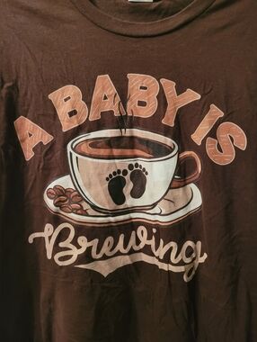 "A Baby Is Brewing" pregnancy announcement T-shirt Sz 3XL